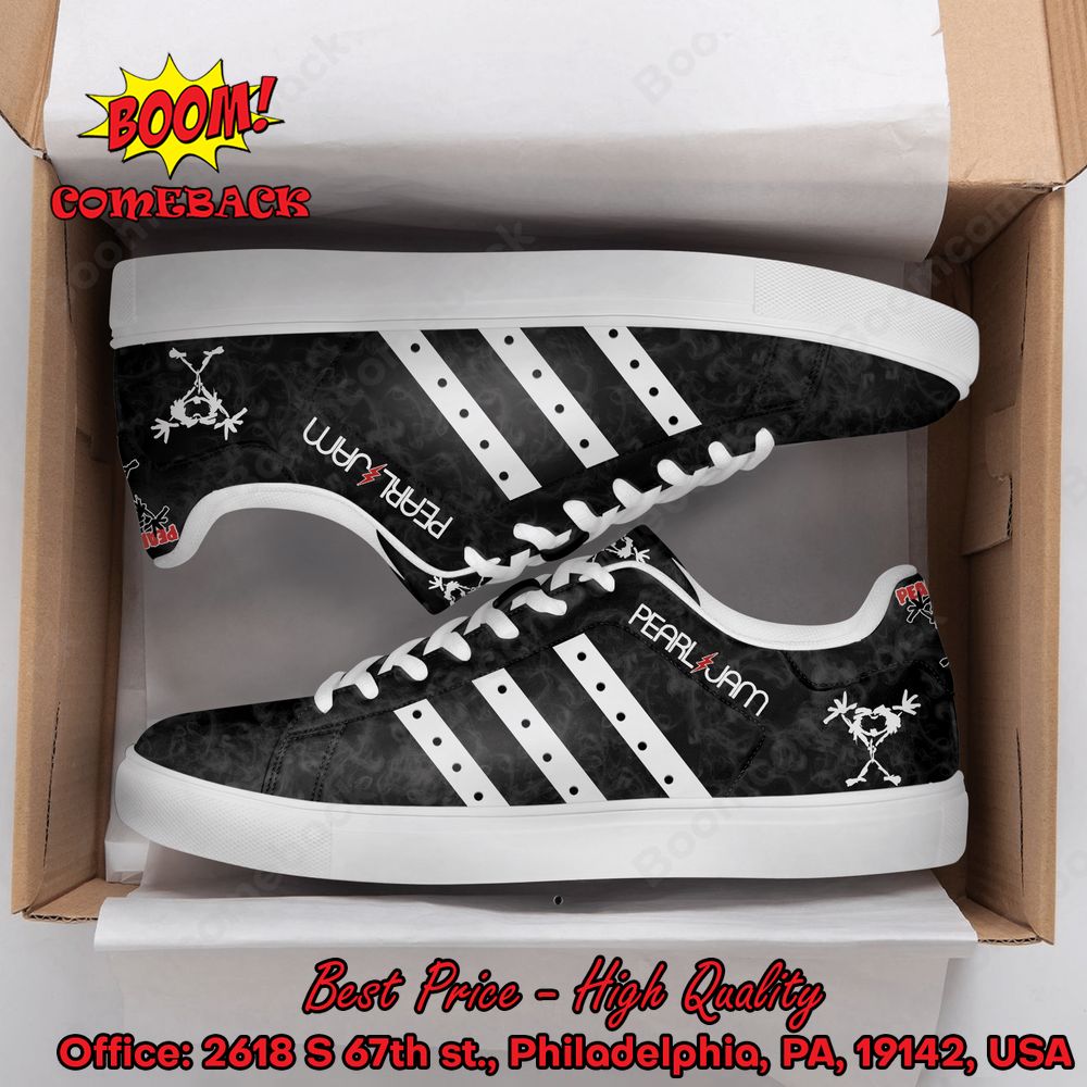 Pearl Jam White Stripes Style 1 Adidas Stan Smith Shoes
