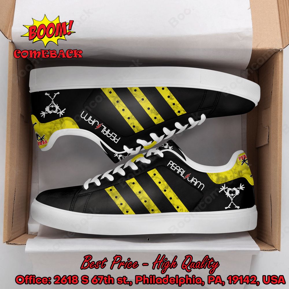 Pearl Jam Yellow Stripes Adidas Stan Smith Shoes