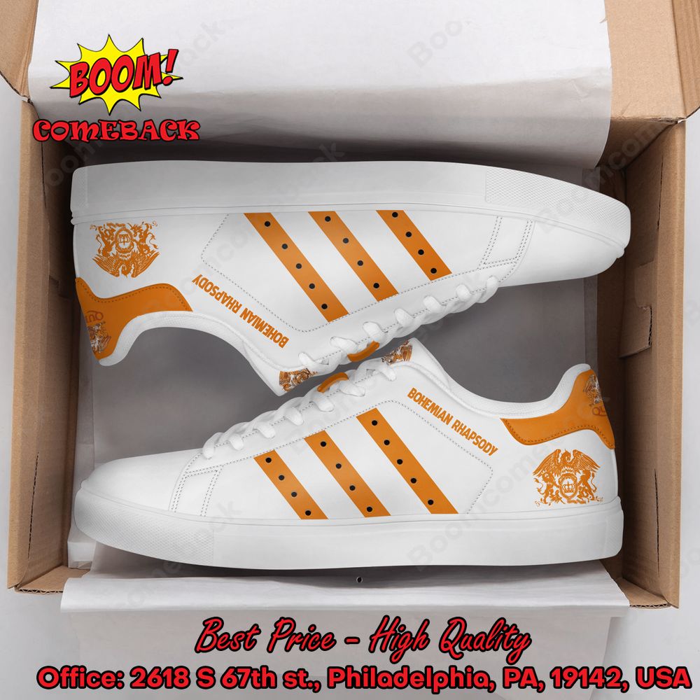 Queen Bohemian Rhapsody Orange Stripes Style 1 Adidas Stan Smith Shoes