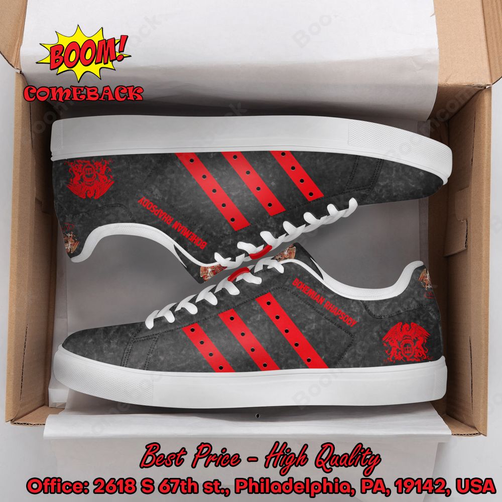 Queen Bohemian Rhapsody Red Stripes Adidas Stan Smith Shoes