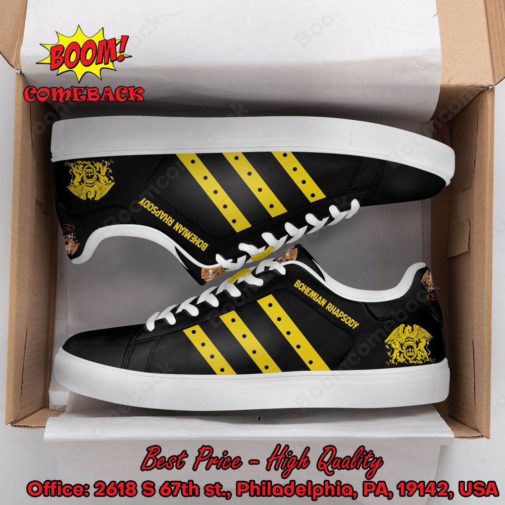 Queen Bohemian Rhapsody Yellow Stripes Style 1 Adidas Stan Smith Shoes