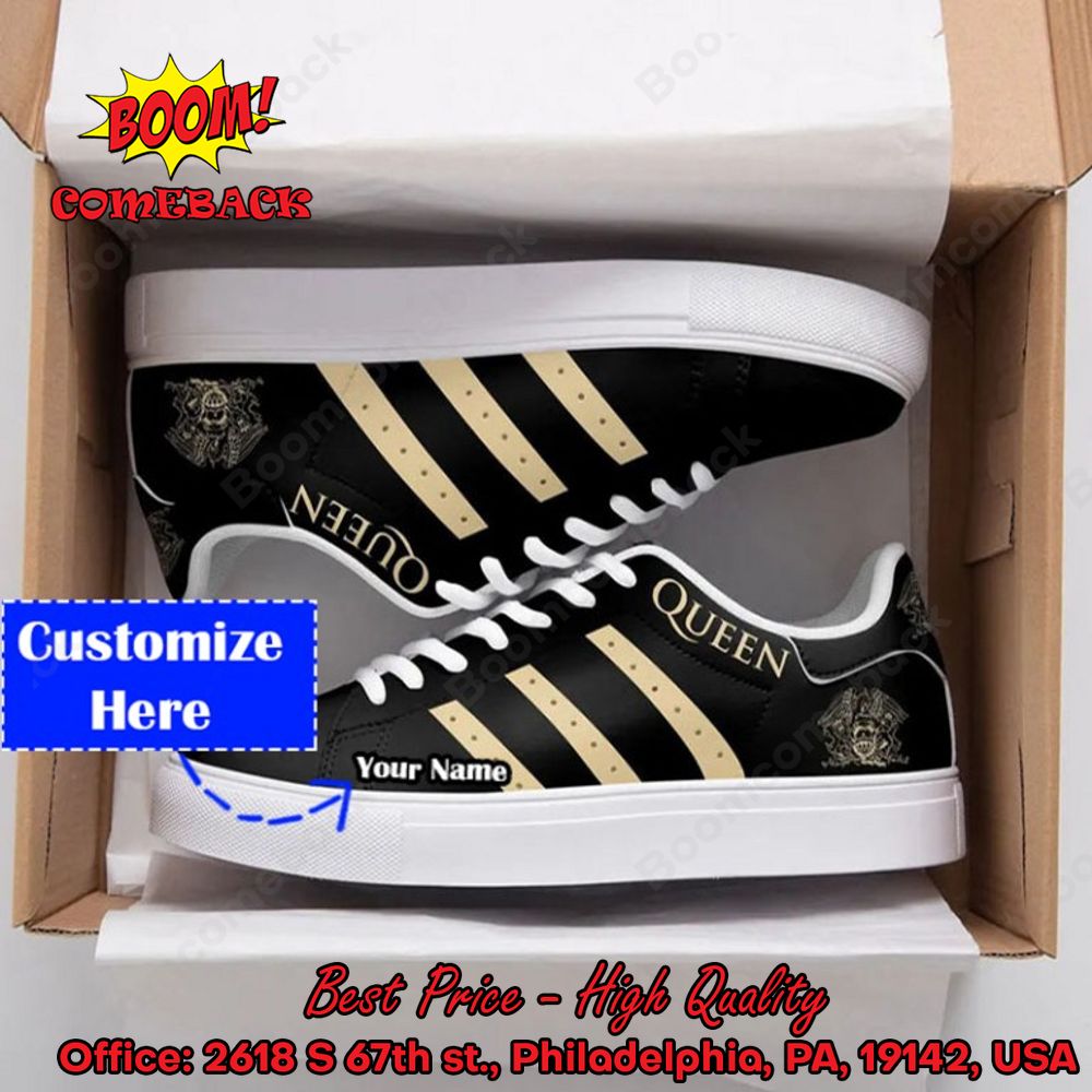 Queen Rock Band Cream Stripes Personalized Name Adidas Stan Smith Shoes