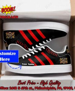 Queen Rock Band Red Stripes Personalized Name Adidas Stan Smith Shoes