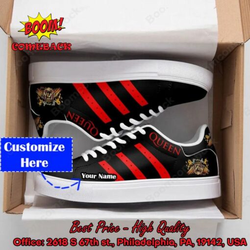 Queen Rock Band Red Stripes Personalized Name Adidas Stan Smith Shoes