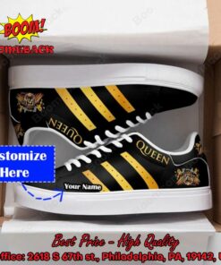 Queen Rock Band Yellow Stripes Personalized Name Adidas Stan Smith Shoes