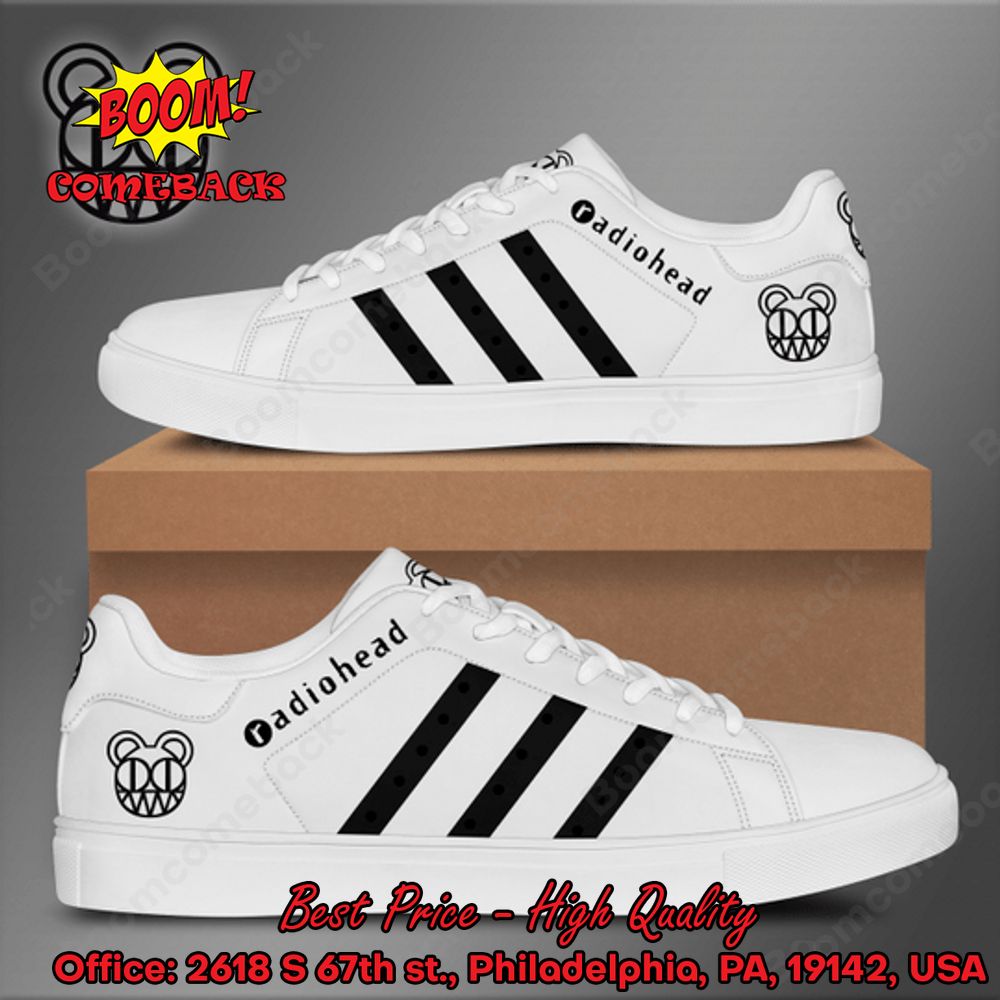 Radiohead Black Stripes Adidas Stan Smith Shoes