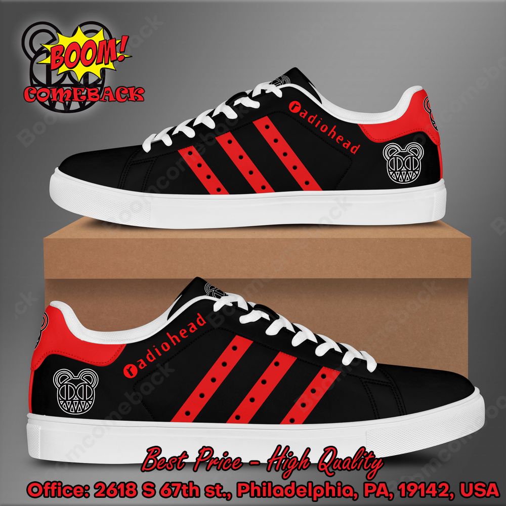 Radiohead Red Stripes Style 2 Adidas Stan Smith Shoes