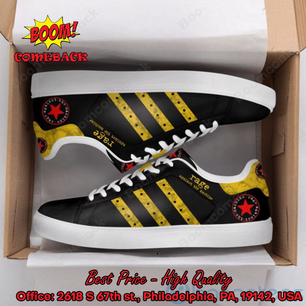 Rage Against the Machine Yellow Stripes Adidas Stan Smith Shoes