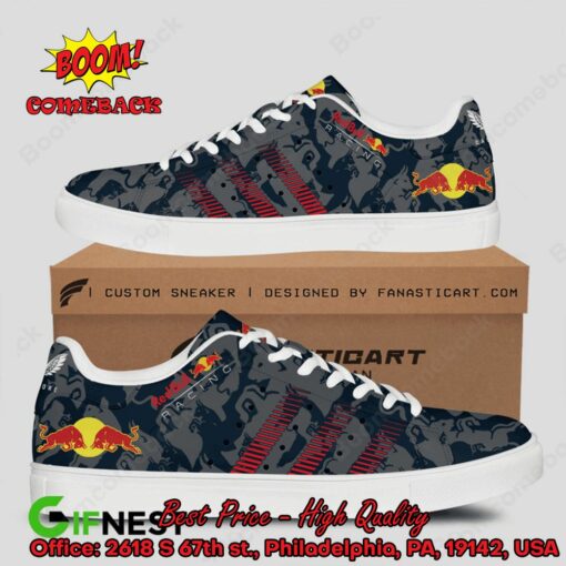 Red Bull Racing Red Stripes Camo Adidas Stan Smith Shoes