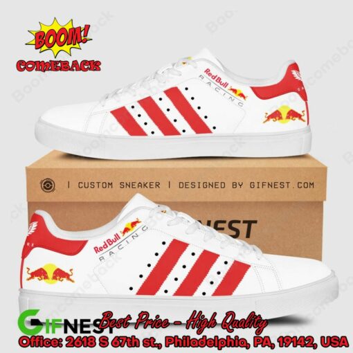 Red Bull Racing Red Stripes Style 5 Adidas Stan Smith Shoes