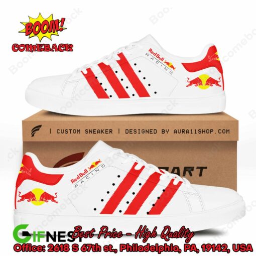 Red Bull Racing Red Stripes Style 7 Adidas Stan Smith Shoes