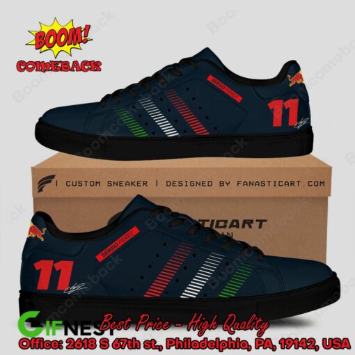 Red Bull Racing Sergio Perez 11 Red White Green Stripes Adidas Stan Smith Shoes