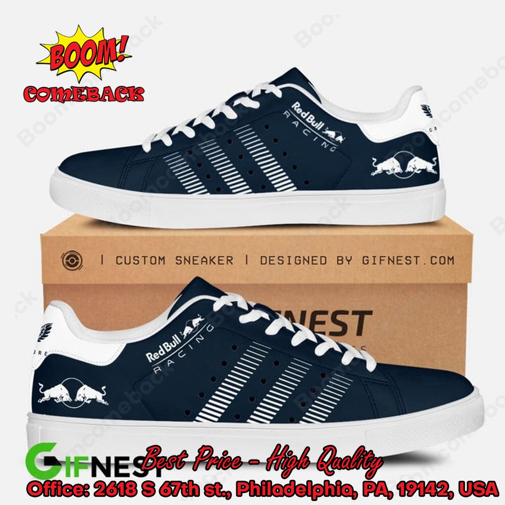 Red Bull Racing White Stripes Style 2 Adidas Stan Smith Shoes