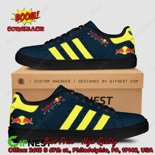 Red Bull Racing Yellow Stripes Style 1 Adidas Stan Smith Shoes
