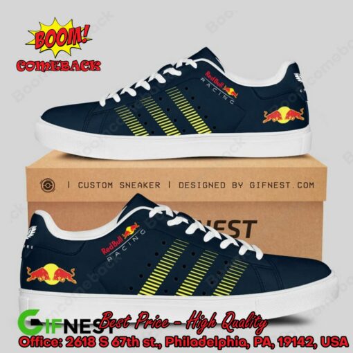 Red Bull Racing Yellow Stripes Style 2 Adidas Stan Smith Shoes