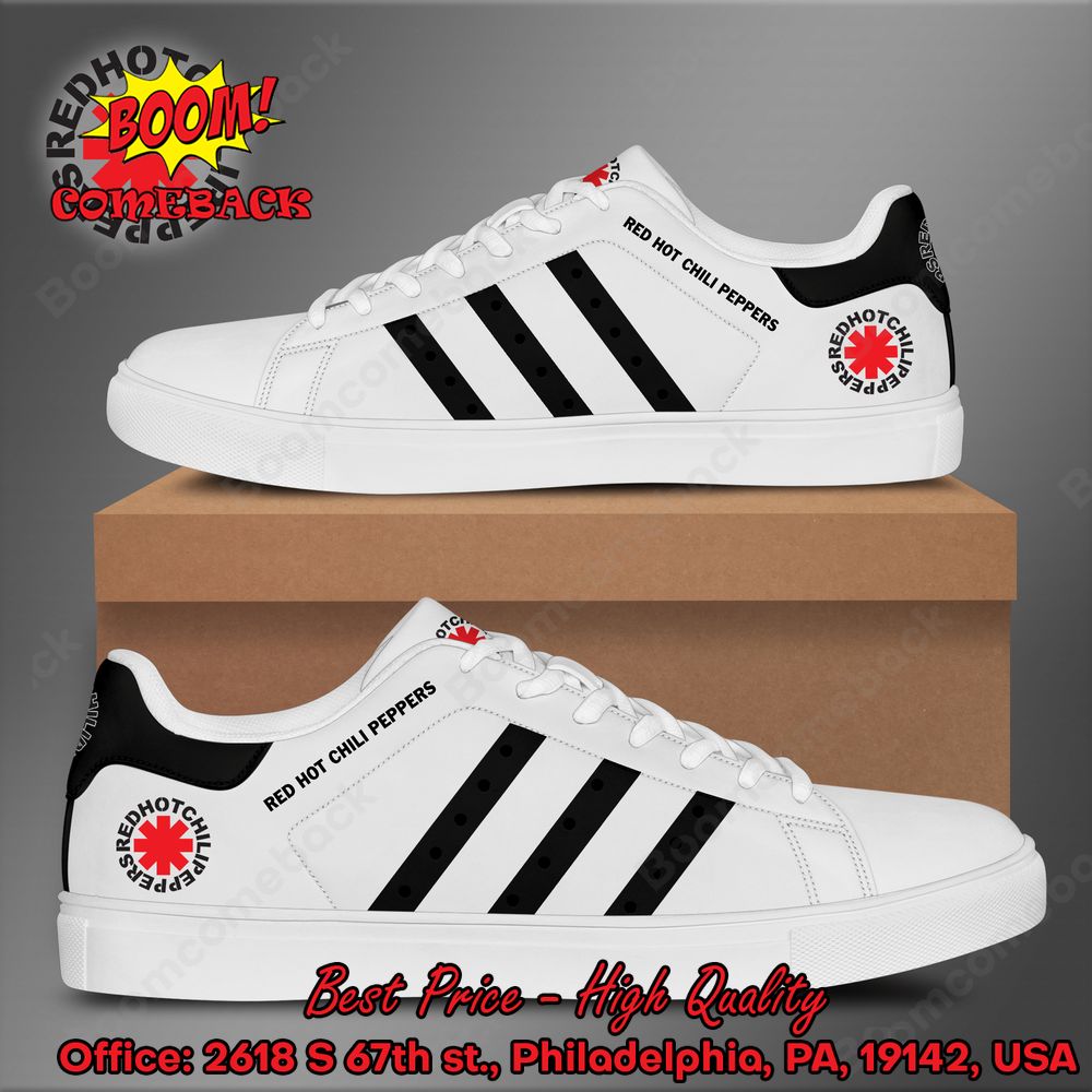 Red Hot Chili Peppers Black Stripes Style 1 Adidas Stan Smith Shoes