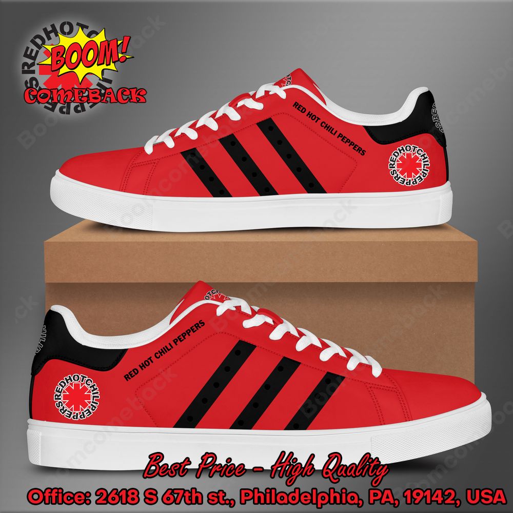 Red Hot Chili Peppers Black Stripes Style 2 Adidas Stan Smith Shoes