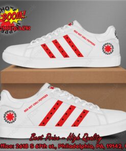 Red Hot Chili Peppers Red Stripes Adidas Stan Smith Shoes