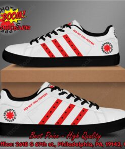 Red Hot Chili Peppers Red Stripes Adidas Stan Smith Shoes