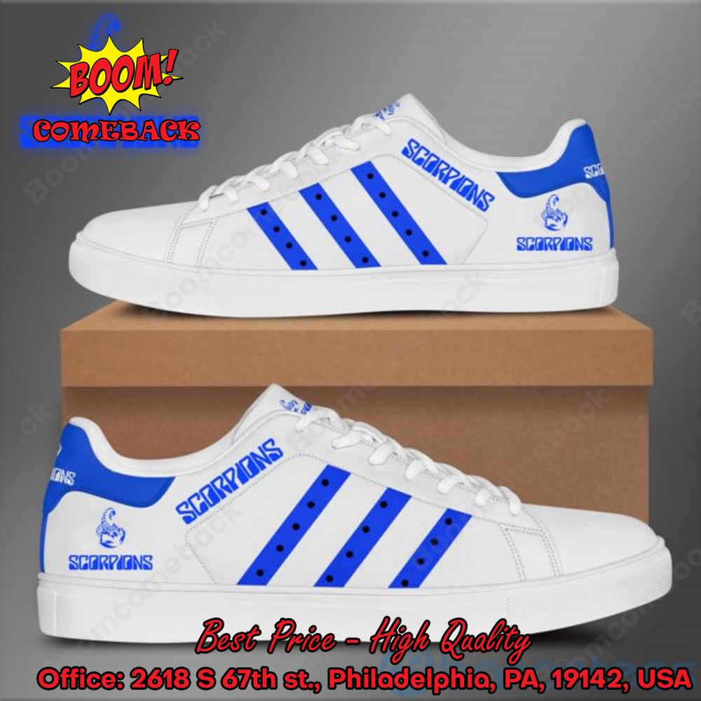 Scorpions Blue Stripes Style 1 Adidas Stan Smith Shoes