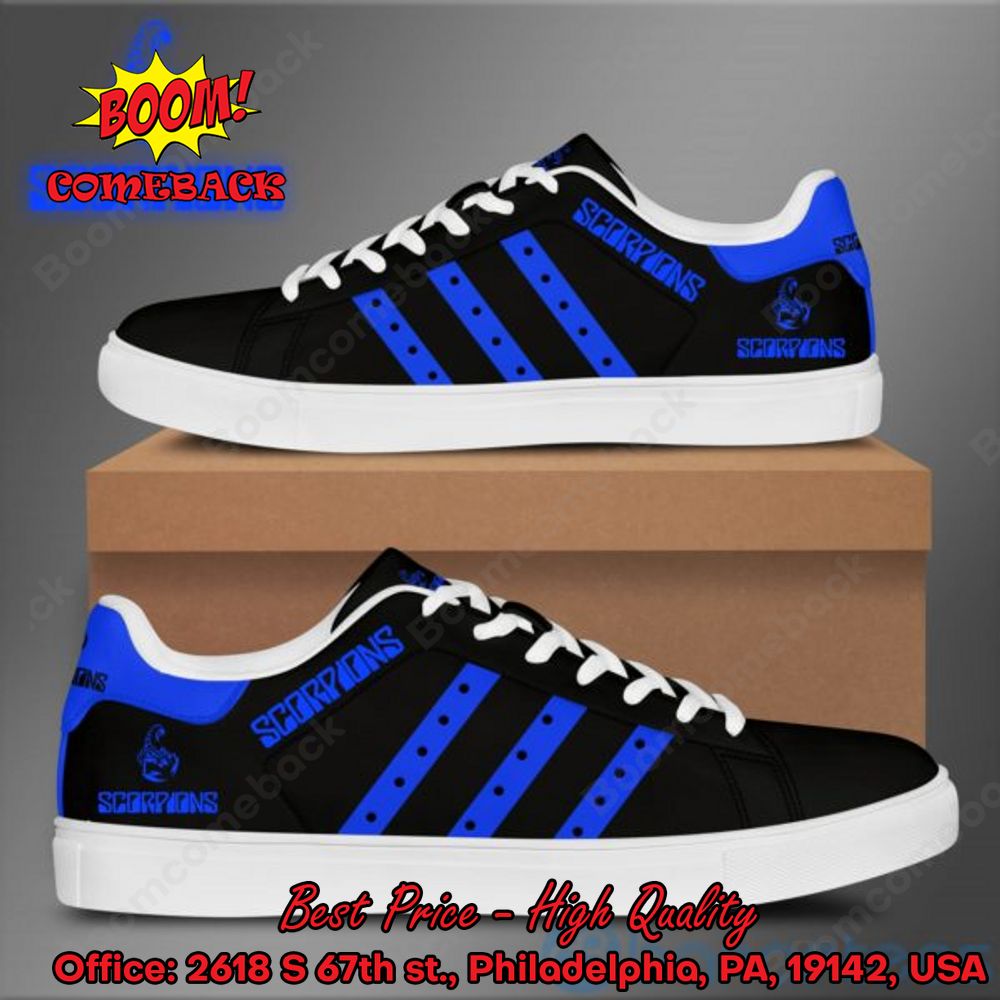 Scorpions Blue Stripes Style 4 Adidas Stan Smith Shoes