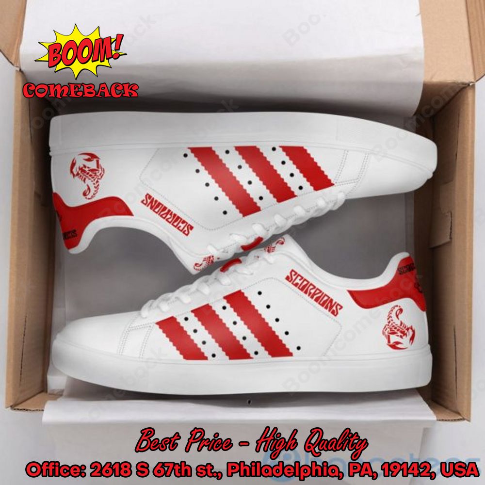 Scorpions Red Stripes Style 5 Adidas Stan Smith Shoes