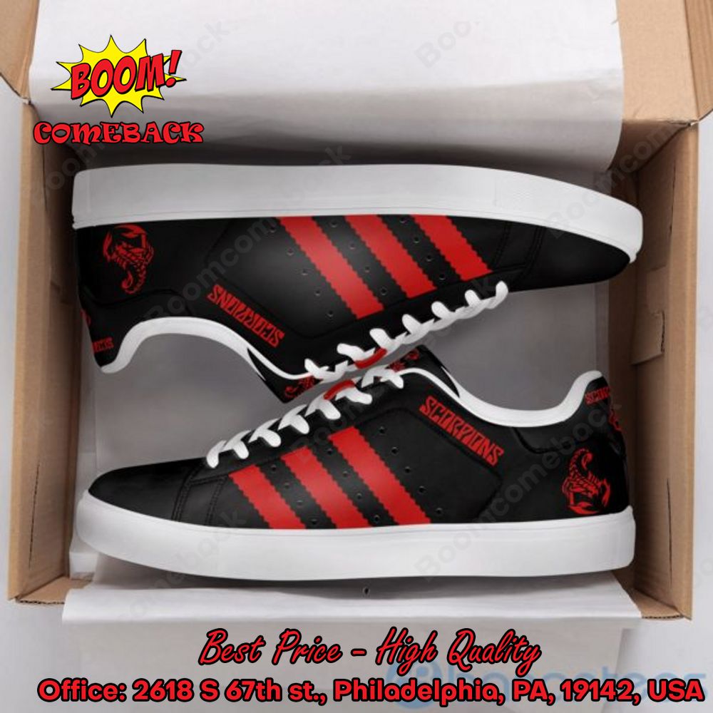 Scorpions Red Stripes Style 7 Adidas Stan Smith Shoes
