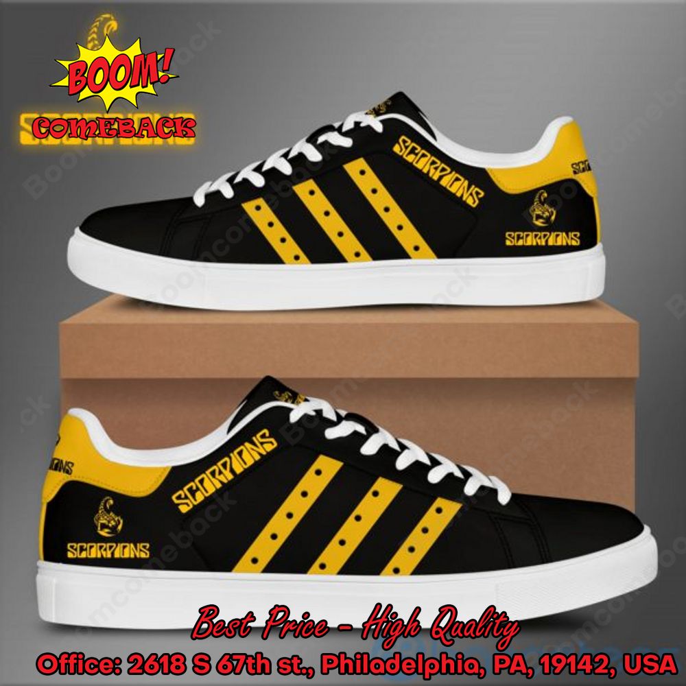 Scorpions Yellow Stripes Style 2 Adidas Stan Smith Shoes