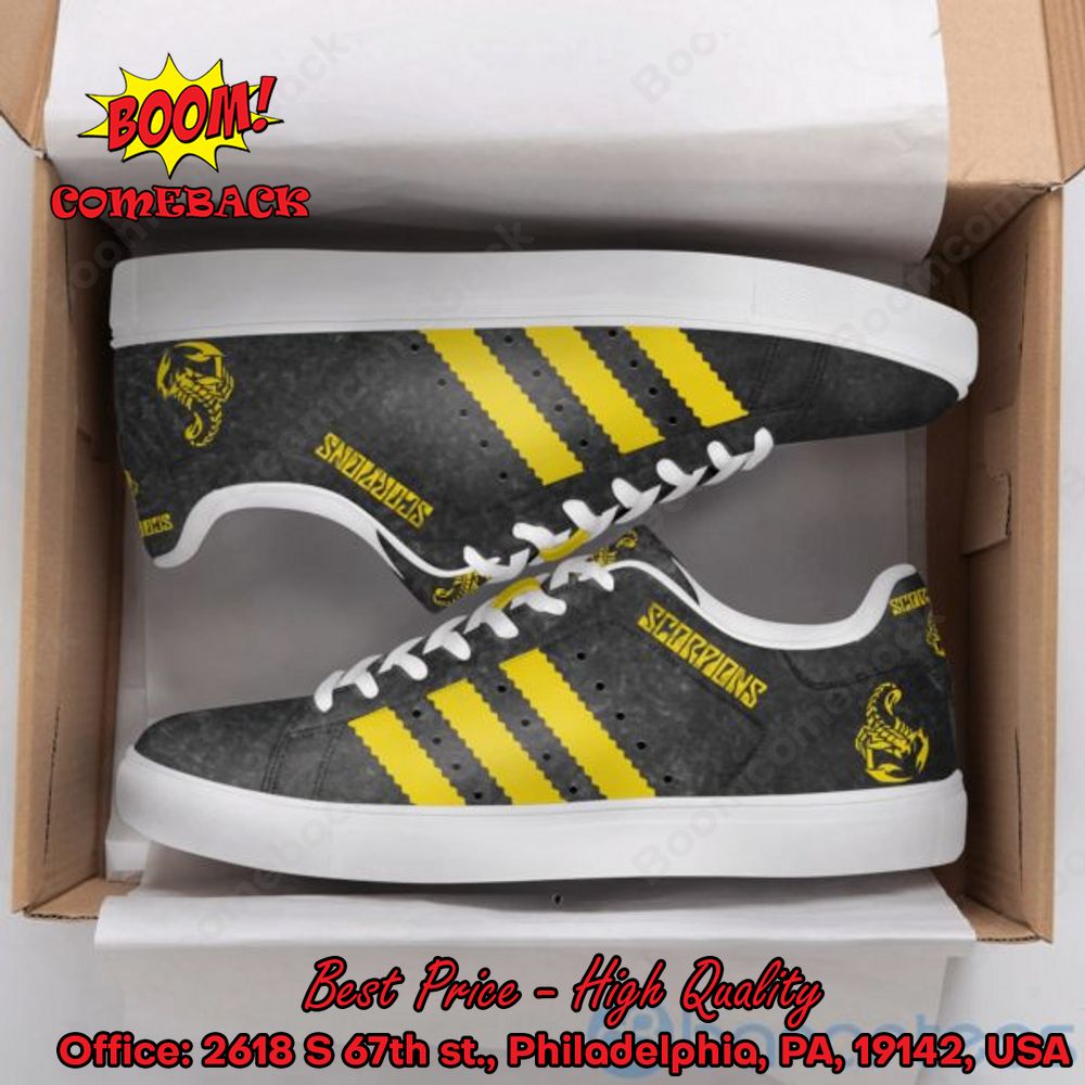 Scorpions Yellow Stripes Style 5 Adidas Stan Smith Shoes