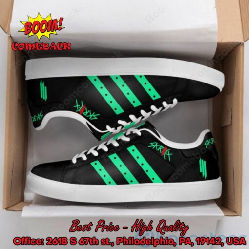 Skrillex Green Stripes Adidas Stan Smith Shoes