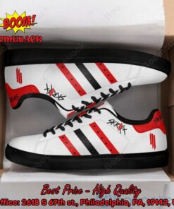 skrillex red and black stripes adidas stan smith shoes 3 d4rll
