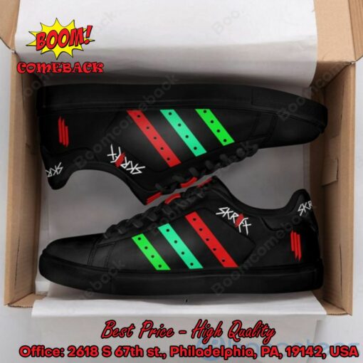 Skrillex Red Green And Green Wrasse Stripes Style 2 Adidas Stan Smith Shoes