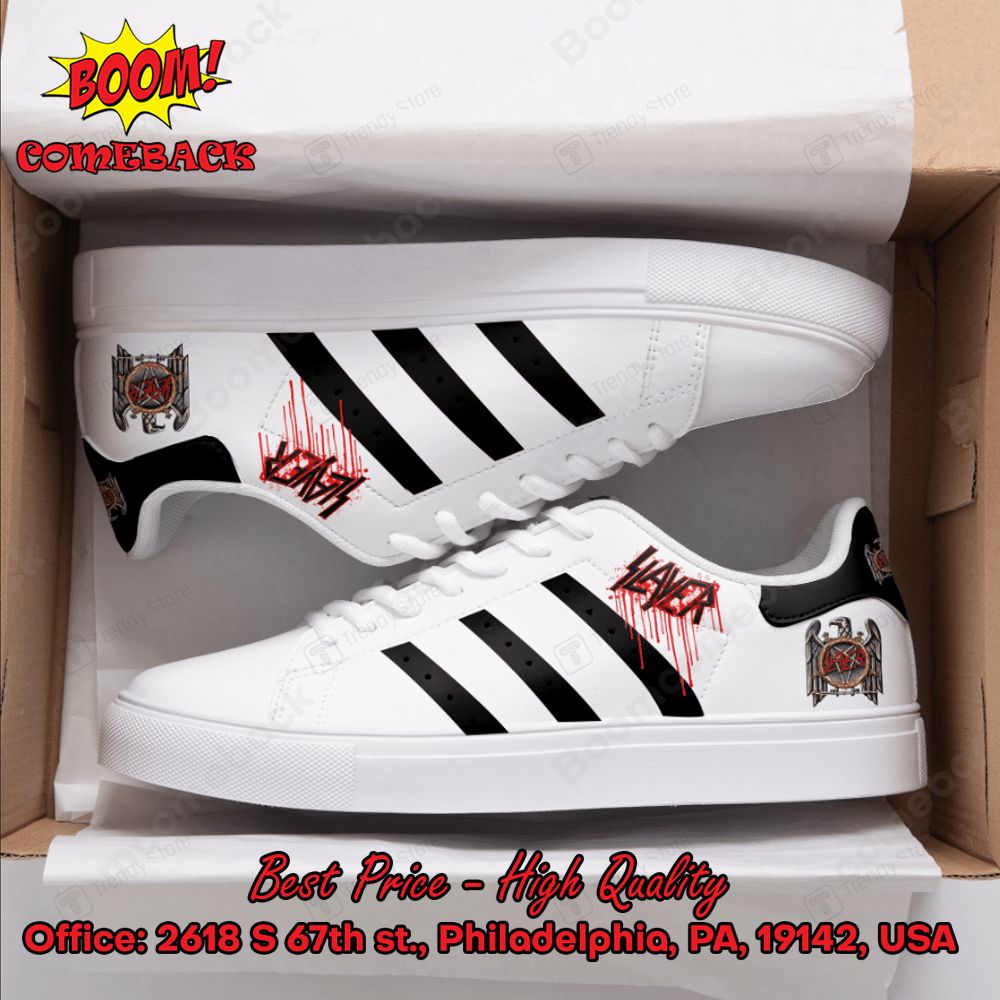 Slayer Metal Band Black Stripes Style 1 Adidas Stan Smith Shoes