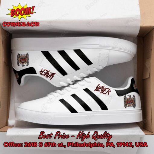 Slayer Metal Band Black Stripes Style 2 Adidas Stan Smith Shoes