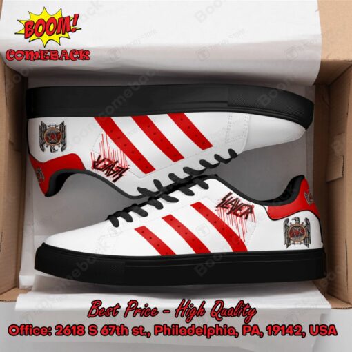 Slayer Metal Band Red Stripes Style 3 Adidas Stan Smith Shoes