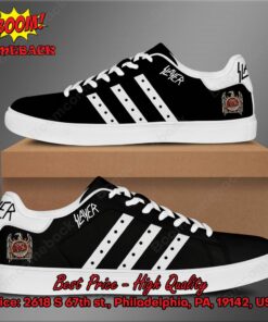Slayer Metal Band White Stripes Style 1 Adidas Stan Smith Shoes