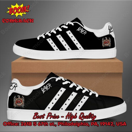 Slayer Metal Band White Stripes Style 1 Adidas Stan Smith Shoes