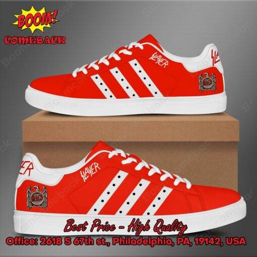 Slayer Metal Band White Stripes Style 2 Adidas Stan Smith Shoes