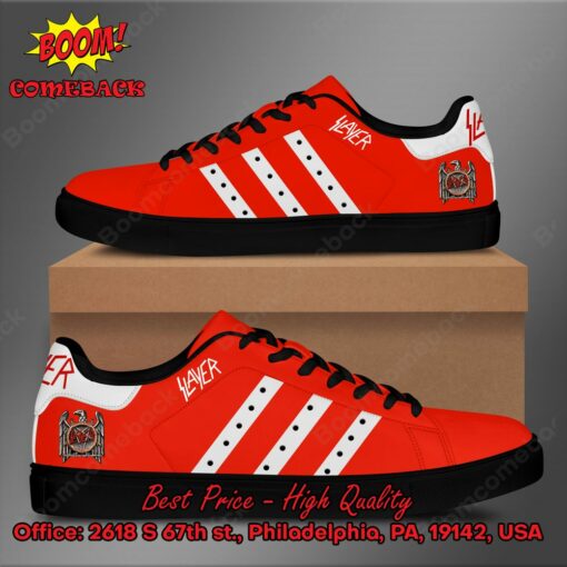 Slayer Metal Band White Stripes Style 2 Adidas Stan Smith Shoes