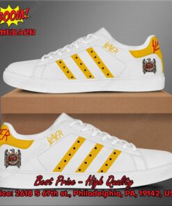 Slayer Metal Band Yellow Stripes Style 1 Adidas Stan Smith Shoes