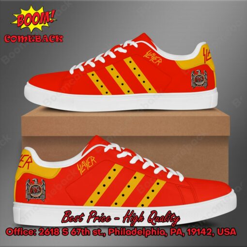 Slayer Metal Band Yellow Stripes Style 2 Adidas Stan Smith Shoes