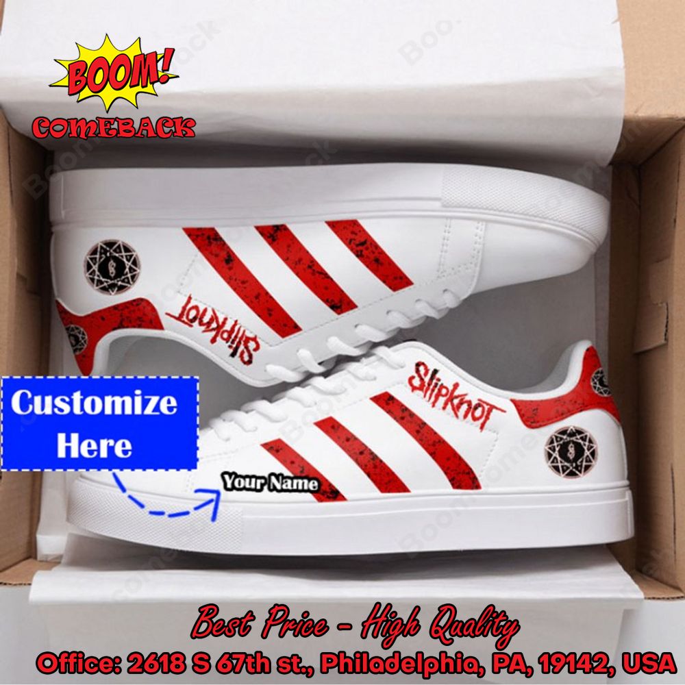 Slipknot Red Stripes Personalized Name Adidas Stan Smith Shoes