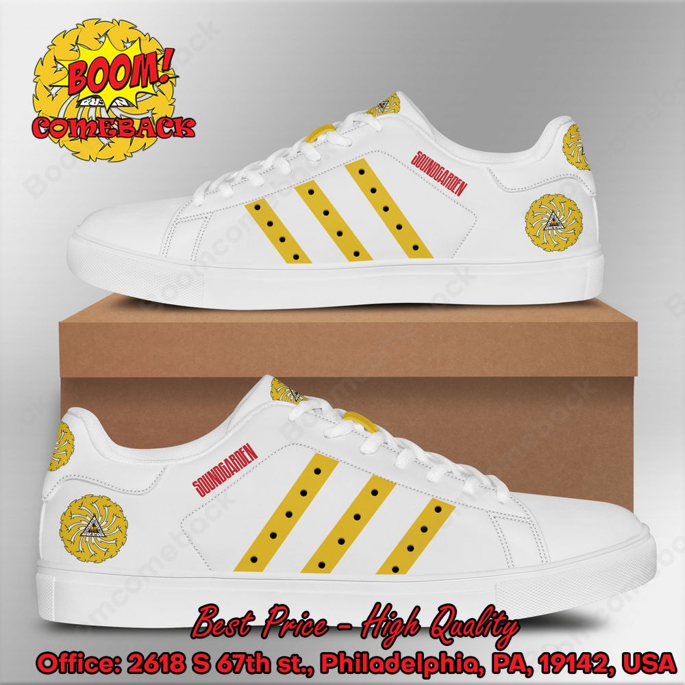 Soundgarden Yellow Stripes Style 1 Adidas Stan Smith Shoes