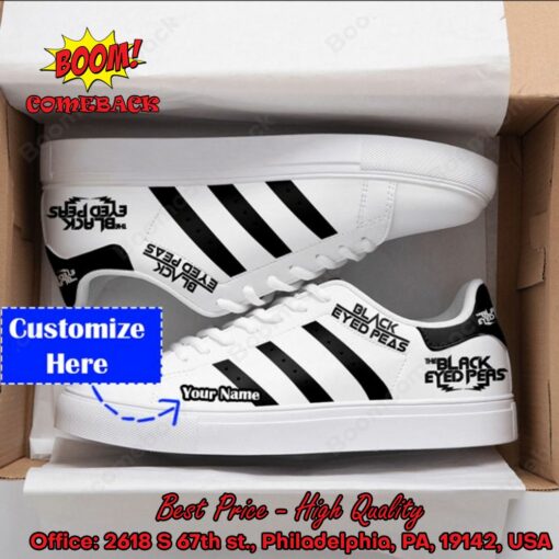 The Black Eyed Peas Black Stripes Personalized Name Adidas Stan Smith Shoes