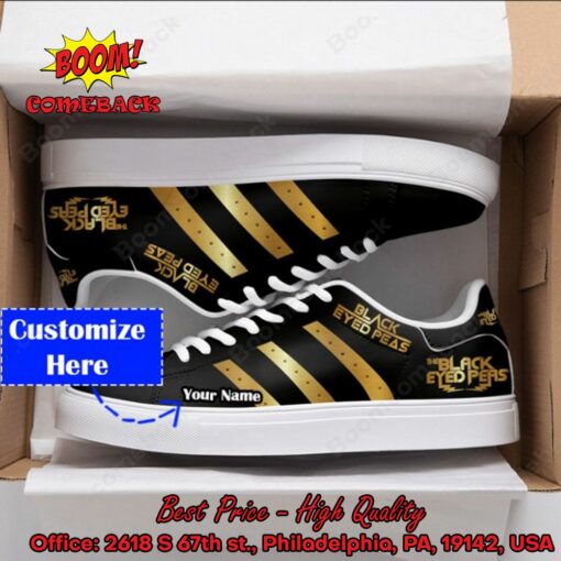 The Black Eyed Peas Golden Stripes Personalized Name Adidas Stan Smith Shoes