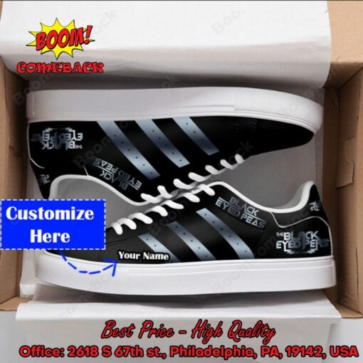 The Black Eyed Peas Silver Stripes Personalized Name Adidas Stan Smith Shoes