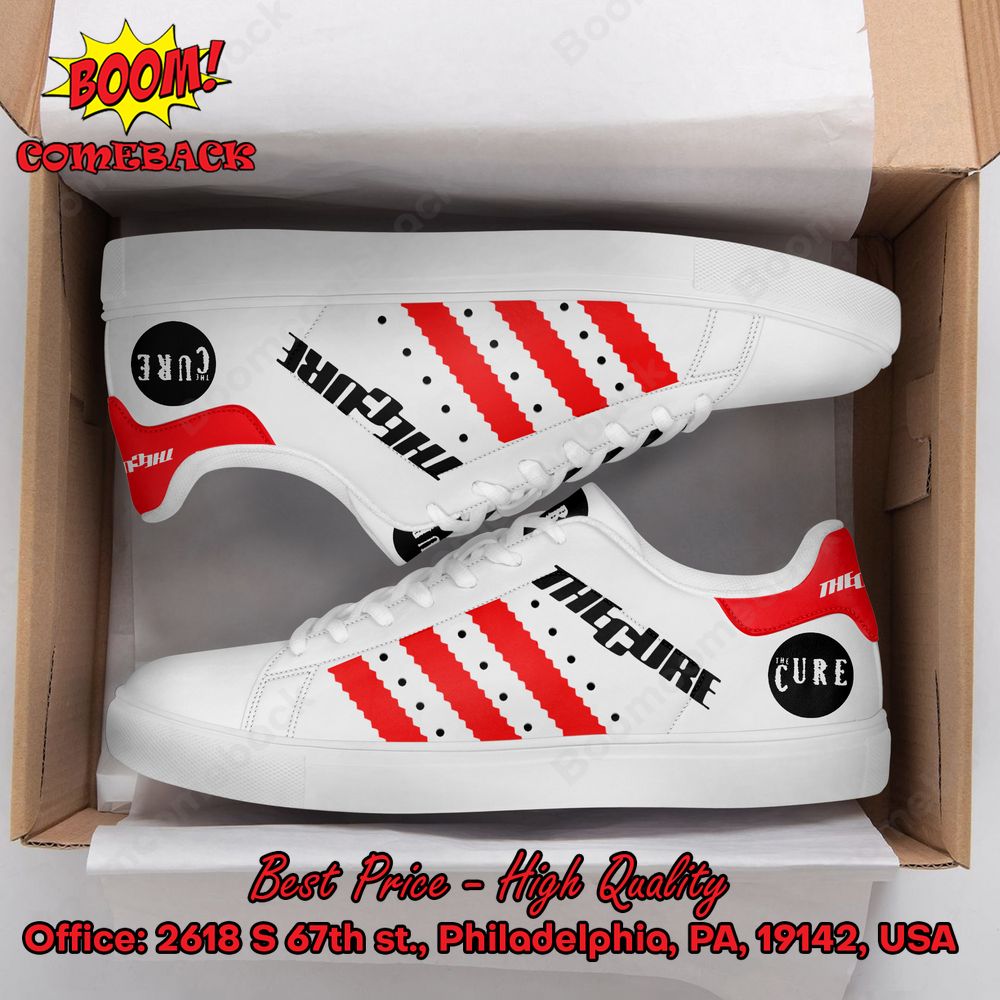 The Cure Red Stripes Style 1 Adidas Stan Smith Shoes