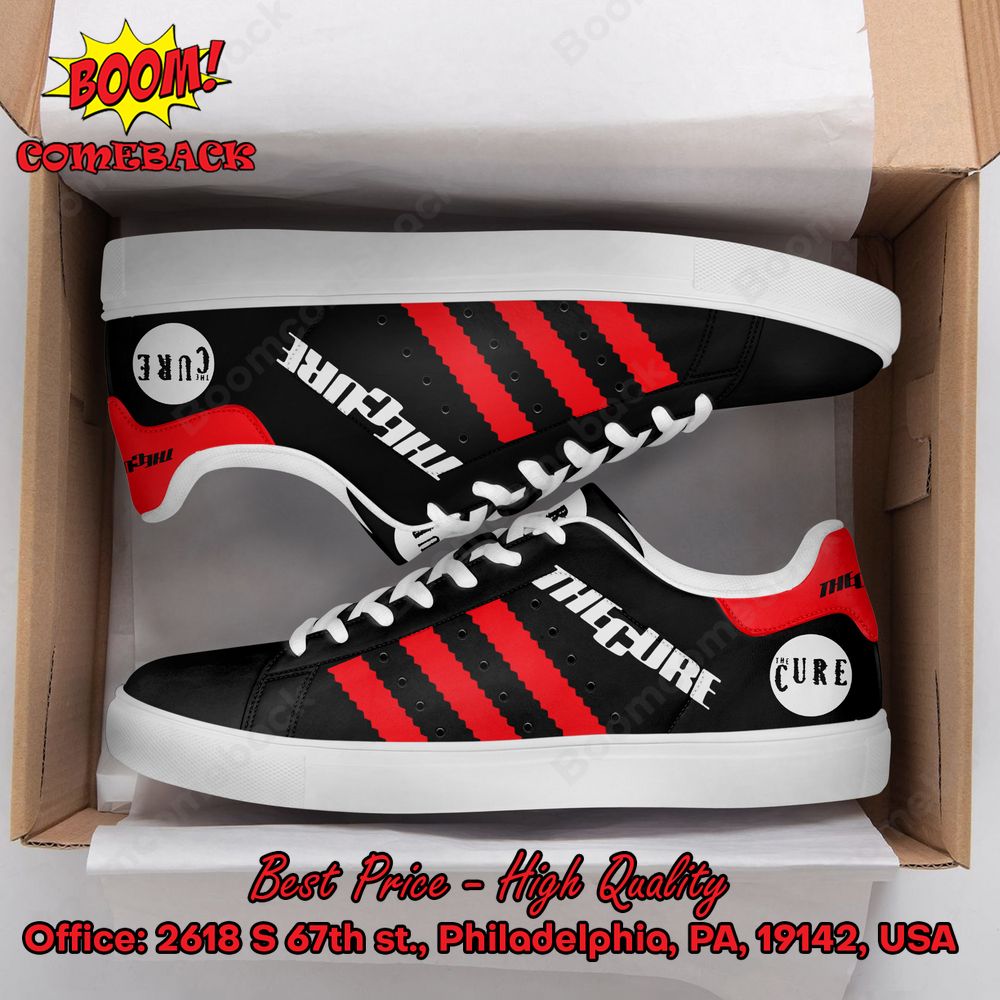 The Cure Red Stripes Style 2 Adidas Stan Smith Shoes