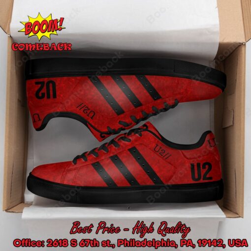 U2 Rock Band Black Stripes Style 2 Adidas Stan Smith Shoes