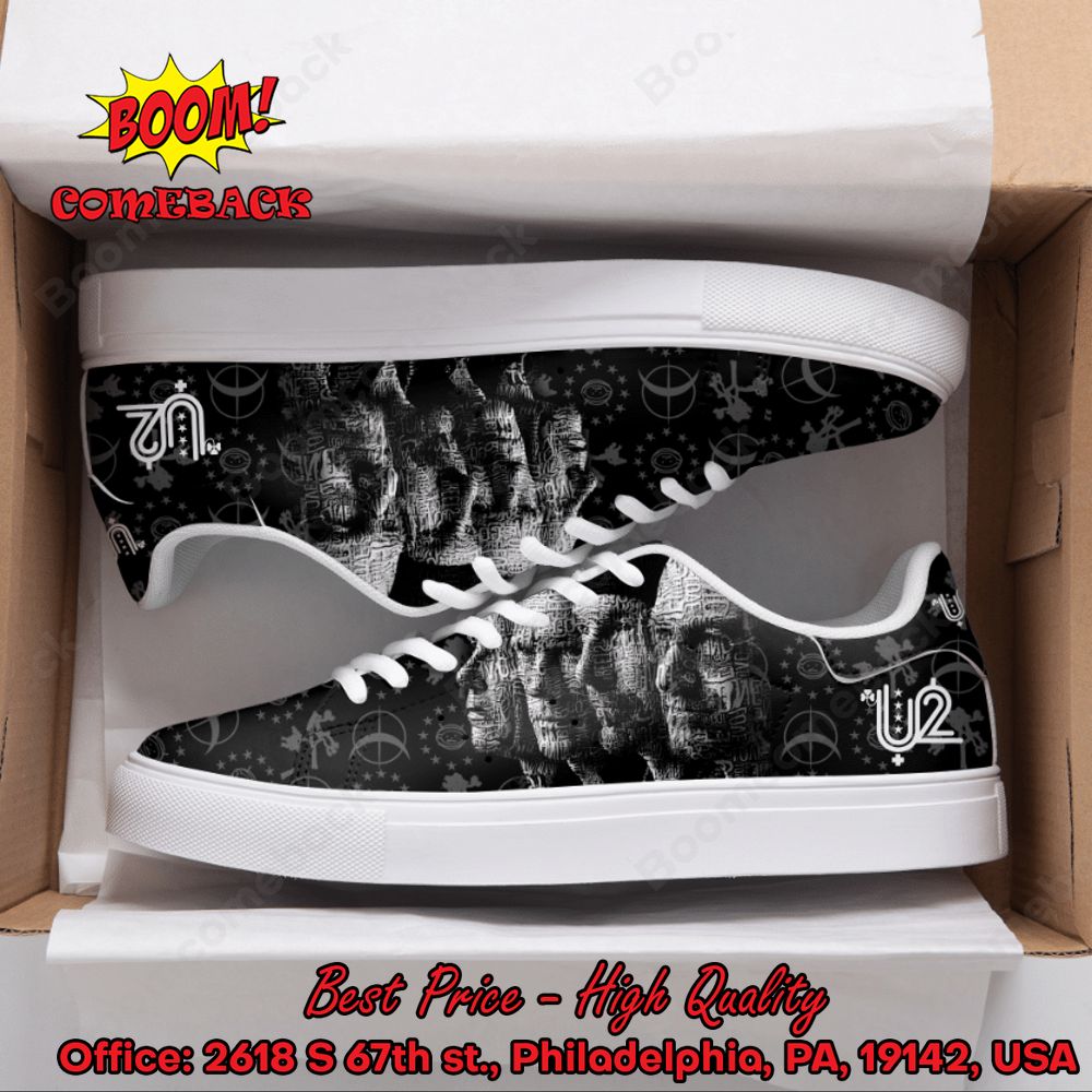 U2 Rock Band Black Style 1 Adidas Stan Smith Shoes